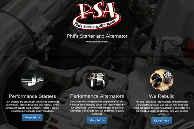 Phil's Starter & Alternator - Myrtle Beach Website Design